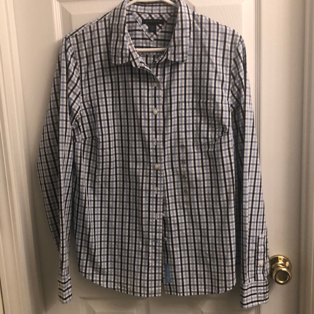 Tommy Hilfiger long sleeve collared checked blouse XL